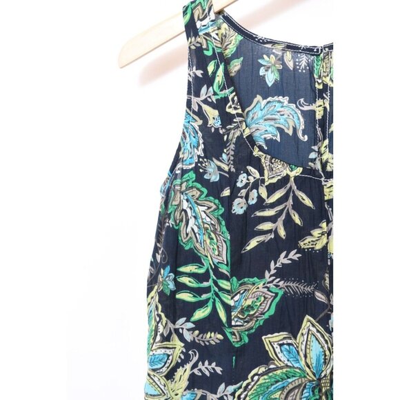 Cino Sleeveless Cotton Mini Dress Floral Print Blue Teal Womens Small NEW - Picture 3 of 12